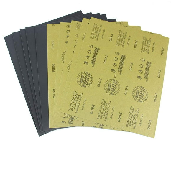 Sandpaper Sheets, 600 Grit Dry Wet Sand Paper, 9 x 11 Inch,Silicon Carbide,for Wood Furniture Finishing, Metal Sanding and Automotive Polishing,10 -Sheet