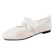 thumbnail image 2 of Gpaecead Women's Bow Lace Mary Jane Flats Square Toe Breathable Mesh Non Slip Shoes For Summer And Casual, White, 2 of 8