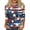 Dark Blue, variant on Women's Modern Abstract Independence Day Element Print 3/4 Sleeve T-Shirt, Casual Round Neck Loose Fit Top for Weekend Outings, Premium Cotton Blend & Tag-Free Comfort,Blue L
