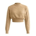 thumbnail image 3 of Vedolay Womens Cute Sweater Women's 2023 Pullover Sweaters Long Sleeve Knit Lightweight Crew Neck Fall Tops,Khaki M, 3 of 5
