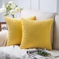 thumbnail image 2 of Phantoscope 18" x 18" Yellow Striped Velvet Polyester Decorative Throw Pillow, Strong Zipper 2 Count, 2 of 7