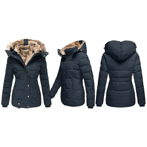 Long Winter Coats for Women Winter Coats for Women Plus Size Hooded Outerwear Thick Warm Puffer Down Zip up Thick Jacket Windproof Trench Coat Long Sleeve Cardigan for Women