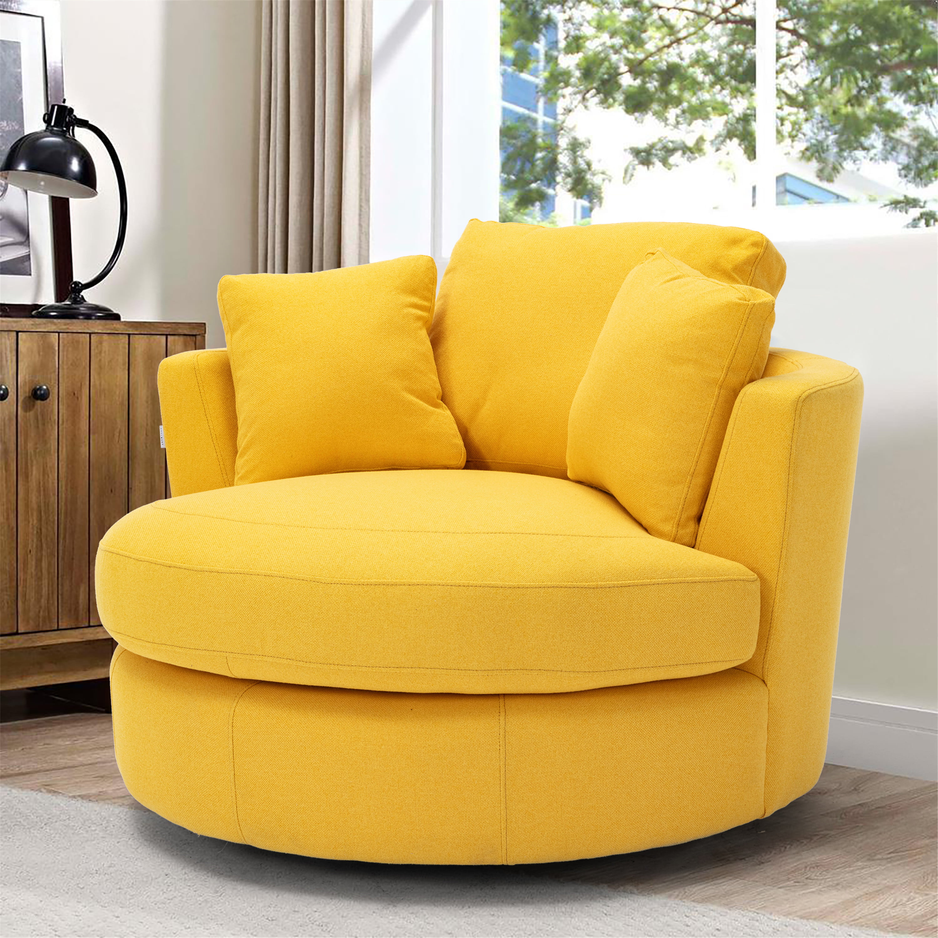 Modern Akili Swivel Accent Sofa Barrel Chair,Leisure Linen Accent Chair