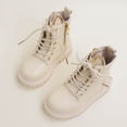 thumbnail image 6 of DHFJKG Ankle Boots For Girl Rabbit Ears Design Leather Upper Round Toe Lace Up Lug Sole Non- Boot With Side Zipper For Little Big Kids Trendy Shoes, 6 of 7
