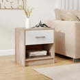thumbnail image 4 of Costway Modern Nightstand Bedside Table with Drawer Open Storage Shelf for Small Spaces Oak&White, 4 of 10