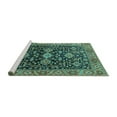 thumbnail image 2 of Ahgly Company Machine Washable Indoor Round Oriental Turquoise Blue Industrial Area Rugs, 5' Round, 2 of 4
