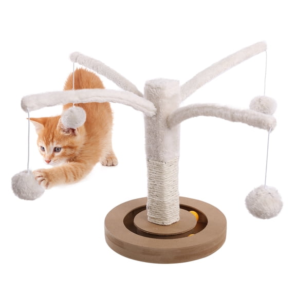 BRKURLEG Cat Scratching Post Tree, Cat Scratcher with Sisal Rope Spring Branches Cat Interactive Plush Ball Toy, Claw Scratch for Indoor Cats Kittens Play and Relax, Cat Supplies