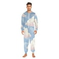 thumbnail image 2 of Blue Sky and White Clouds Adult onesie Pajamas, Crystal Velvet Ultra Soft Warm Jumpsuit for Men and Women, 2 of 7