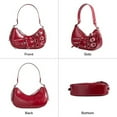 thumbnail image 6 of Shoulder Purse for Women, PU Leather Women's Handbag Aesthetic Coquette Shoulder Bag Punk Fashion Ladies Purse Shoulderbag(Winered), 6 of 6