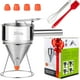 thumbnail image 1 of Dispensador de masa para panqueques de acero inoxidable con mango exprimidor - Embudo versátil para hacer pasteles, magdalenas y roti de sal - Vertedor de cera para velas - Duradero, sin fugas y, 1 of 7