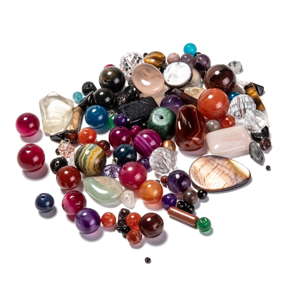 1000g Mixed Beads Kits Natural & Synthetic Gemstone Beads Glass Beads Glass Seed Beads Pearl Beads Mixed Shapes Mixed Color 2~20mm Hole: 0.5~2mm