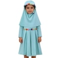 thumbnail image 3 of SONGGE Toddler Girls Long Sleeve Abaya Dress And Scarf Outfit Sets For Baby Kids Cartoon Relaxed Fit Clothes Sets, 3 of 8