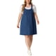 thumbnail image 1 of GRACE & GRANDEUR Vestido de mezclilla sin mangas para mujeres de tallas grandes, falda midi casual de verano con bolsillos 2X azul oscuro para el Día de la Madre, 1 of 8