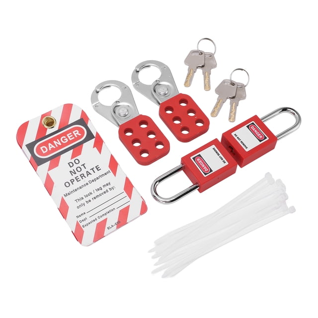 Kit de loto Eléctrico, Kit de Etiqueta de Bloqueo Resistente Al ImpactO de Alta Resistencia Etiqueta de Loto Segura Con Bolsa para Productos Químicos Industriales