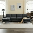 thumbnail image 2 of Convertible Sectional Sofa Couch, U Shaped Modular Sectional Sofa with Back and Armrest, 4-Seat Sectional Sofas for Living Room, Bedroom, Office, Small Space, Grey, 2 of 9