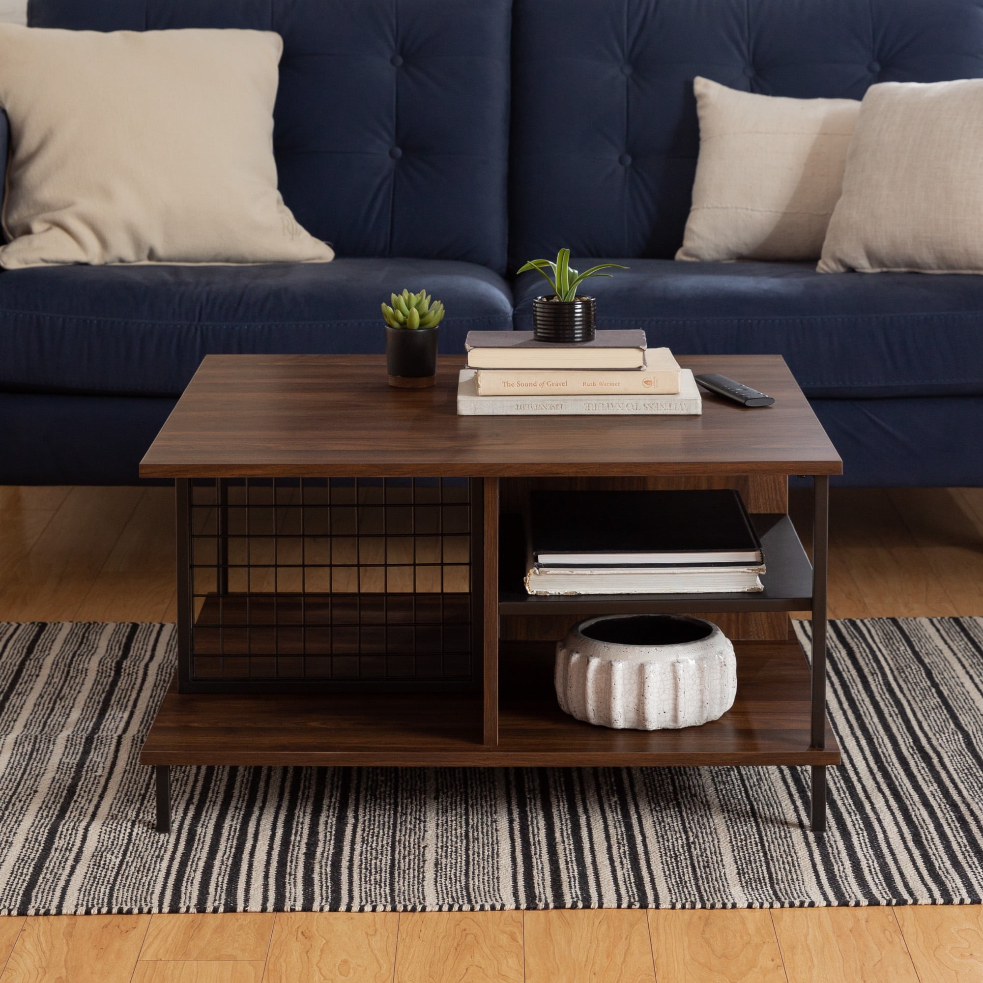 Hodge Dark Walnut Modern Square Coffee Table by River Street Designs