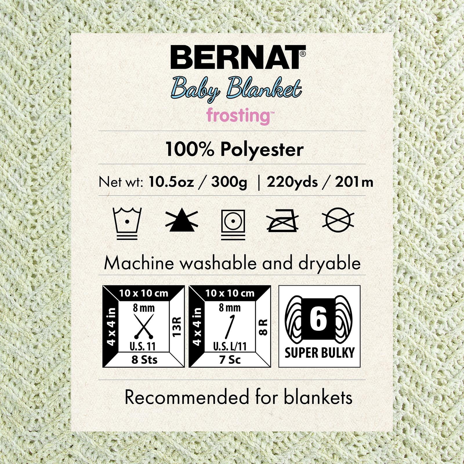 Bernat® Baby Blanket Frosting™ #6 Super Bulky Polyester Fil, 10.5oz/300g 220 Yards BABY BLANKET FROSTING FIL