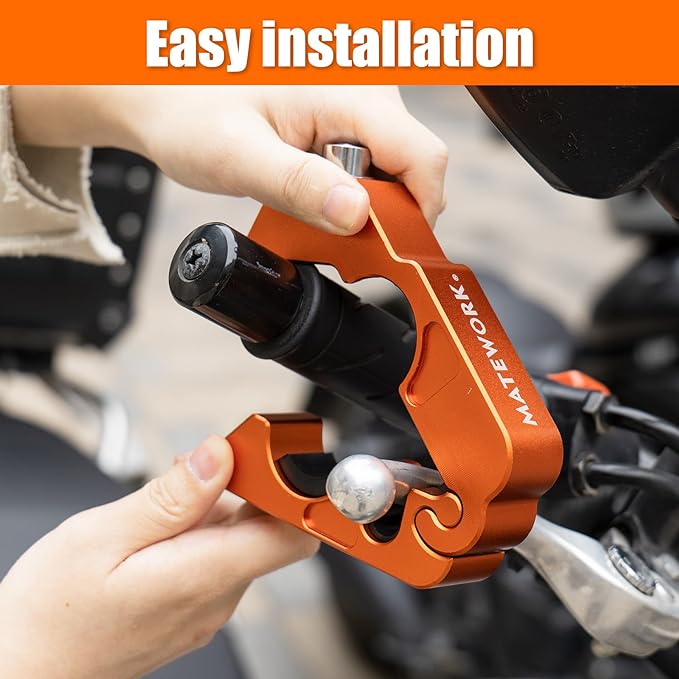 Heavy Duty Anti-Theft Motorcycle Lock with Helmet Lock, Handlebar & Brake Lock, Bike Lock, Universal for All Bike and Motorcycles - Orange