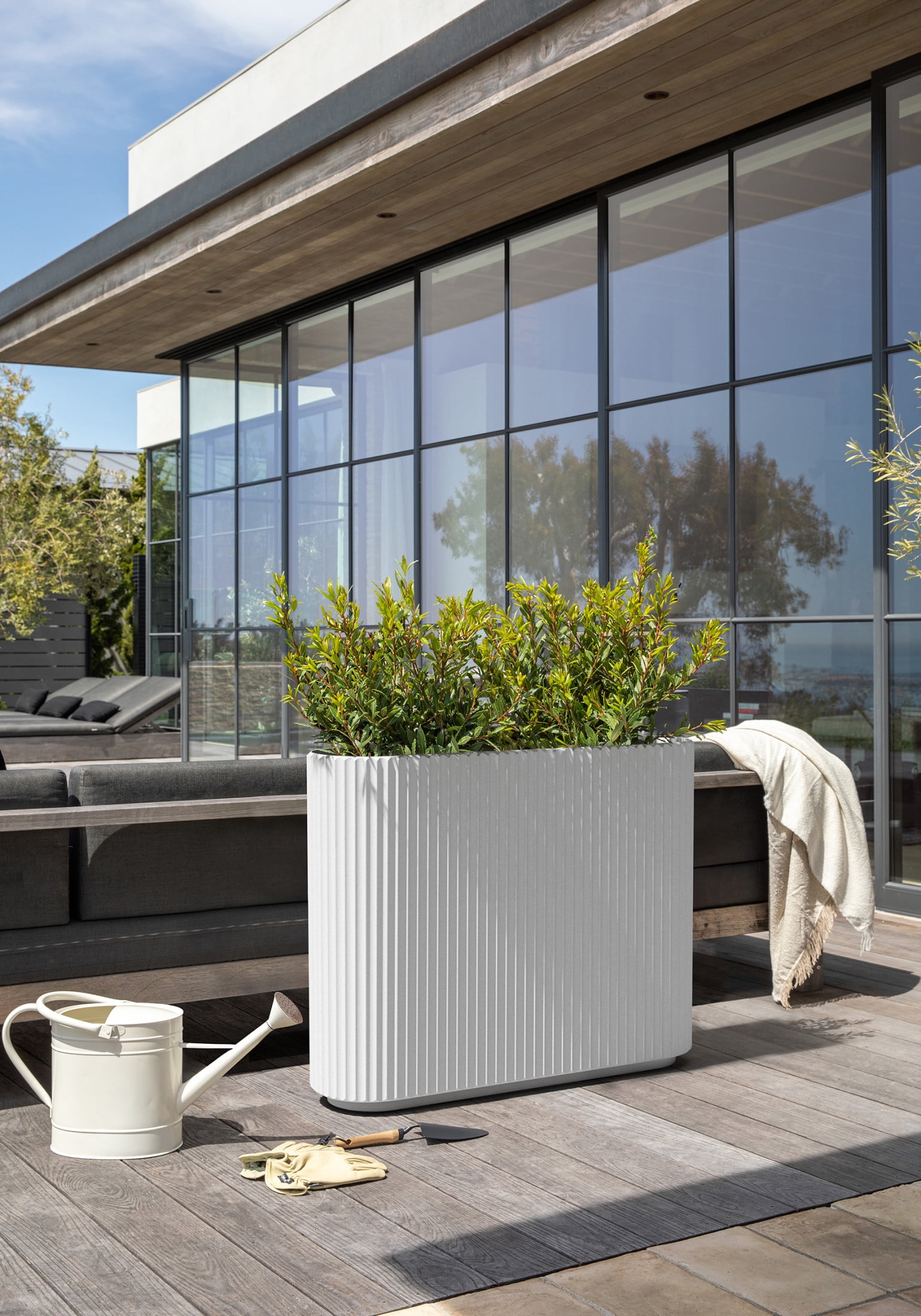 Veradek Demi Series Span 36" Plastic-Stone Planter - (White)
