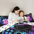 thumbnail image 5 of Manfei Female Men Abstract Gradient Gamepads 3 Pieces Queen Comforter Set,Bling Glitter Ultra Soft Bedding Sets,Video Game Bedding Comforter Set Breathable,Ultra Soft Home Decor,Reversible, 5 of 8