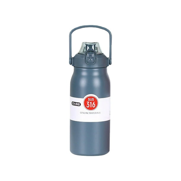 Botella de agua térmica con pajita y termo, grande, antigoteo, de acero inoxidable sin BPA, portátil y plegable, ideal para la oficina, bebidas frías y calientes, viajes, gimnasio,