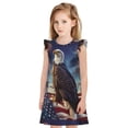 thumbnail image 1 of Fotbe Night Sky Bald Eagle Vestido de Dormir para Niñas de 3 a 10 Años, Mangas Cortas, Estilo Princesa, Pijama Camisón con Mangas Voladas-Small, 1 of 6