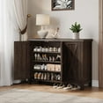 thumbnail image 2 of Litake Shoe Cabinet with Doors, Farmhouse 35'' Shoe Storage Cabinet, 4-Tier Entryway Shoe Storage, Large Shoe Organizer Cabinet for Living Room Hallway, White/Dark Walnut, 2 of 7