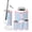 Color 2, variant on Bathroom Accessory Set 6 Piece Seashell Starfish Coastal Pink Border Pastel Blue Trash can, Toothbrush Holder, Toothbrush Cup, Soap Dispenser, Soap Dish, Toilet Brush Holder