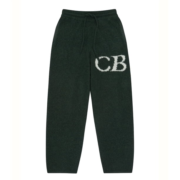 Pantalones holgados de lana con estampado de letras C y jacquard para amantes de los hombres y las mujeres, estilo perezoso, suéter de cuello redondo de punto