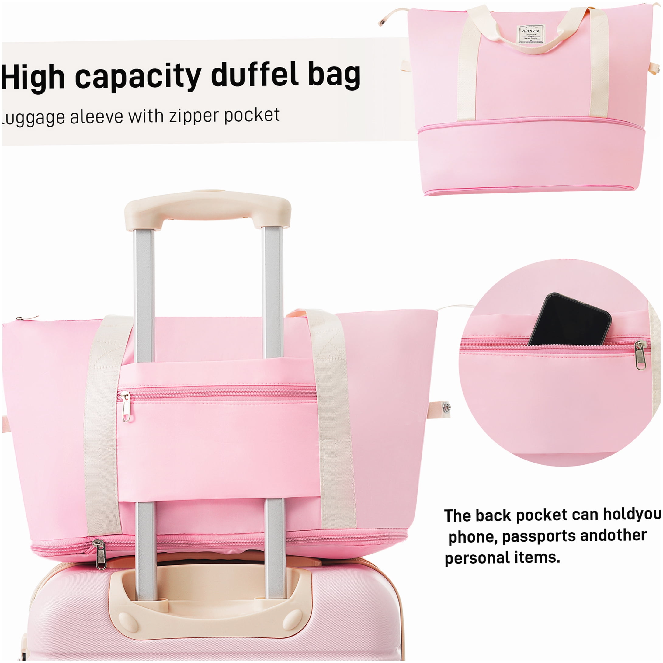 TSA Lock Lightweight ABS Hardshell Luggage Set 2-Piece, Light Pink Spinner Suitcase with Expandable Storage