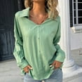 thumbnail image 5 of Summer Savings Clearance 2024! TAGOLD Womens Summer Tops,Fashion Women Casual Lapel Long Sleeve Solid Color Shirt Top Single-Breasted Cardigan Blouse, 5 of 6