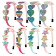thumbnail image 1 of Diademas de arcoíris 8 Uds. Diadema dulce para niños, diademas para niñas con estampado de lentejuelas, diadema de sirena con corazón, piezas para el cabello para niños, 1 of 5