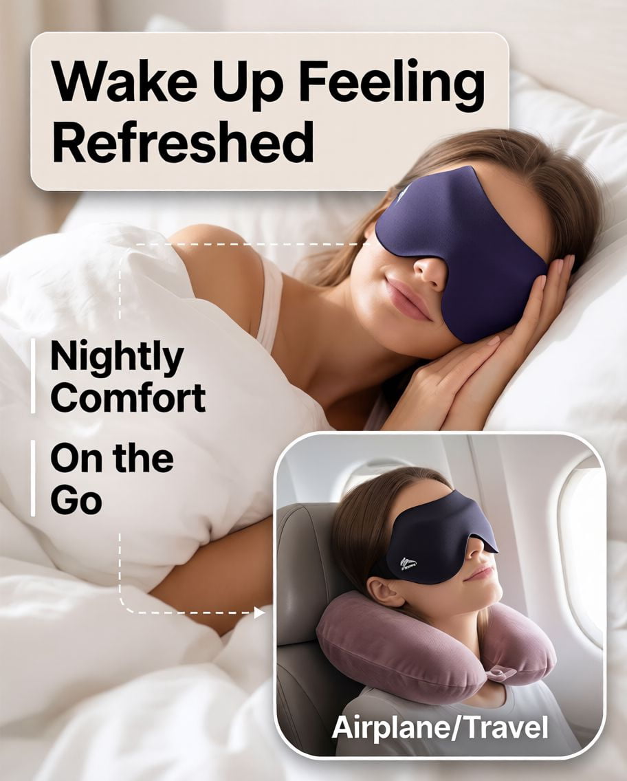 3 Pack Sleep Eye Masks for Women & Men: Soft Comfortable Eye Cover with Full Blackout - 3D Contoured Design for Side Sleep and Lash Extensions