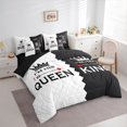 thumbnail image 3 of Homewish White Black 7pcs Bedding Comforter Set,Queen And King Crown Queen Bedding Sets,Rhombus Geometric Queen Sheet Sets For Boys Girls,Microfiber Bedroom Decor Reversible, 3 of 8