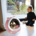 thumbnail image 5 of Cat Beds for Indoor Cats, Semi-Enclosed Cat Cave Bed with a Plush Ball Large Space for Cats to Sleep Soft and Comfortable Covered Cat Bed(M, Pink), 5 of 6