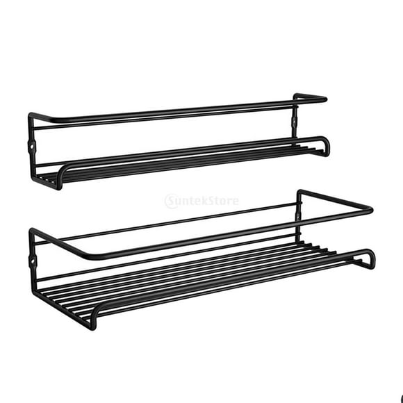 2Pcs Metal Wire Hanging Spice Shelves Rack Kitchen Wall Mount easy to install