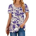 thumbnail image 3 of Fantaslook Women Tunic Tops Casual Henley Short Sleeve Shirts Floral Blouses Loose Summer Tops, 3 of 8