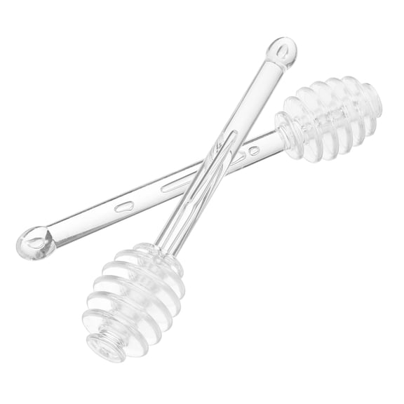 HONITANO 2Pcs Mini Honey Dippers Bulk Transparent Plastic for with Dipper and Lid 5.74X1.06X1.06in