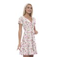 thumbnail image 1 of Women’s A Line Peonies Summer Dress, Retro Triangle Arrangement, Cross Wrap V Neck, 6 Sizes, by Ambesonne, 1 of 2