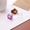 thumbnail image 3 of Geométricos Gruesos Coloridos Con Diseño De Mármol, Anillos Acrílicos, Regalo De Joyería Para Mujeres Y Niñas 3 Anillos Sweethay AP005613-00, 3 of 6