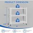 thumbnail image 4 of 34.2''H Garage Shelving,Workbench on Wheels, Adjustable Heavy Duty Work Table with Wheels, Heavy Duty Workstation, Metal Tool Work Bench for Garage Warehouse Workshop, Assembly Required-White, 4 of 8
