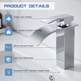 thumbnail image 2 of Grifo de baño en cascada moderno, grifo de lavabo en cascada de diseño elegante, grifo mezclador de baño de latón, agua fría y caliente disponible, grifo en cascada cromado, 2 of 5