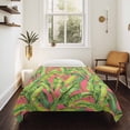 thumbnail image 4 of Green Tropical Leaves Tapestry for Bedroom Wall Hanging Tapestry, Summer Palm Botanical Pink Ceiling Backdrop Tapestries Poster Blanket Wall Decor for Teens Room Living Room Dorm 51" x 59", 4 of 8