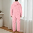 thumbnail image 5 of SUYIDA Men's Hooded Onesie Pajamas Lightweight Fuzzy Fleece Zip Up Jumpsuit Long Sleeve Long Pants One Piece Pjs, 5 of 6
