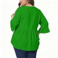 thumbnail image 5 of Perfectbot Women's Plus Size Ruffle Peplum Top, Sizes XL-5X, 3/4 Bell Sleeve V-Neck Flowy Tunic Blouse, 5 of 6