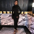 thumbnail image 2 of Women's Turtleneck Long Sleeve Pleated Lace-up Long Dress & Ribbons, Solid Color, 2pcs Set, 2 of 25