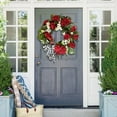 thumbnail image 2 of 16 Inch Red Geranium Wreath, Artificial Floral, Spring and Summer Front Door Wreath, 2 of 9
