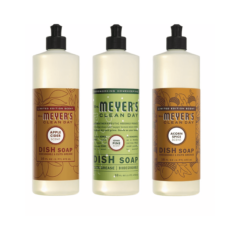 Mrs. Meyer's Dish Soap 3 Scent Variety, 1 Apple Cider, 1 Iowa Pine, 1 Acorn Spice, 1 CT