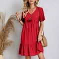 thumbnail image 5 of Xunlbb Summer Dresses for Women 2025 Fashion Women Summer Casual V-Neck Short Sleeve Mini Dress Gift for Her Size S-5XL, 5 of 8