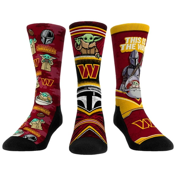 Unisex Rock Em Socks Washington Commanders 3-Pack Mandalorian Crew Socks